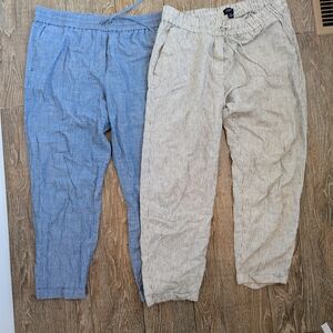 J. Crew Ankle Lightweight Drawstring Pants Size 10 Linen Cotton Minimalist